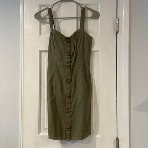 Green mini dress with buttons